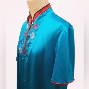 Vintage Deadstock NWT 70s JC Penney Asian Robe Peacock blue